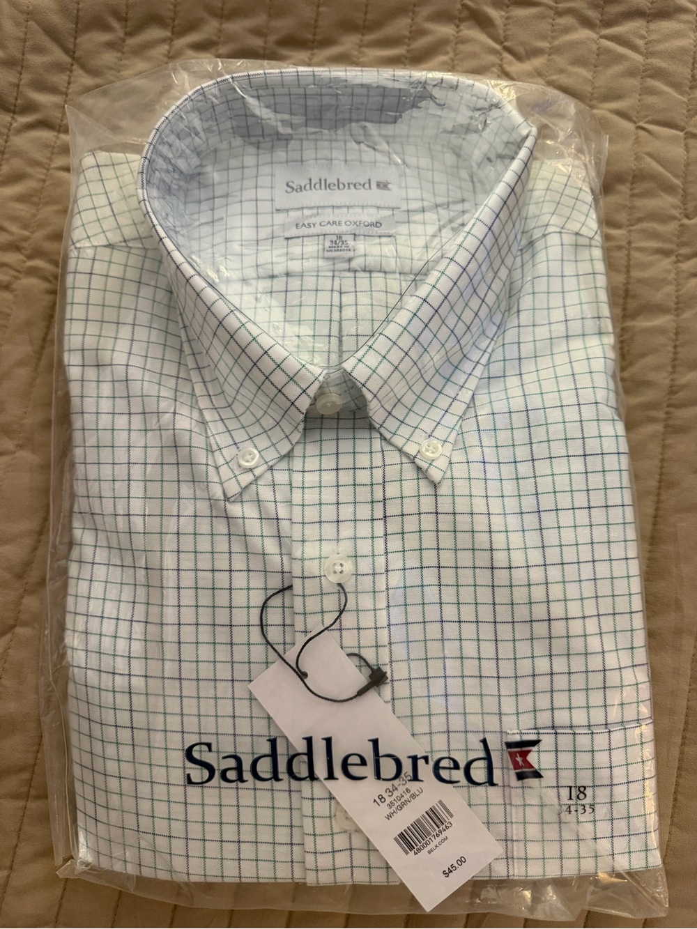 Saddlebred Men’s Easy Care Oxford Dress Shirt NWT 18 34/35